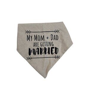 Wedding Announcement Dog Bandana With "My Mom + Dad Are Getting Married" Text